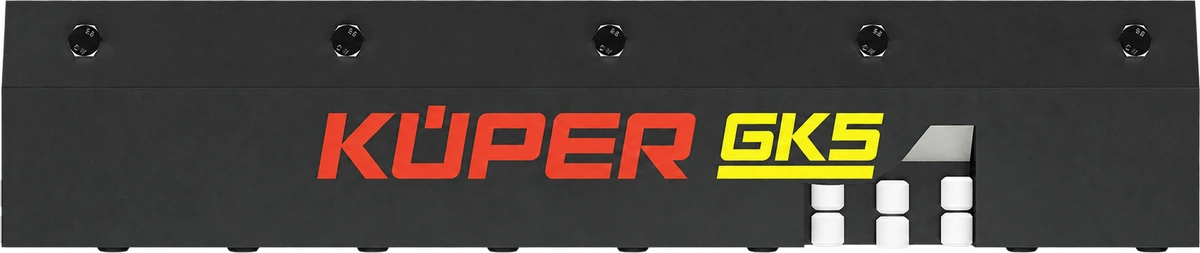 Kueper GK5 rubber-ceramic blade with manufacturer cutaway showing ceramic inserts